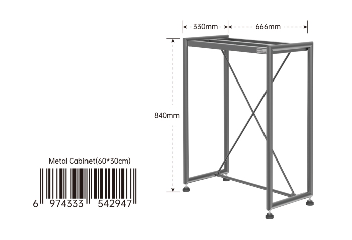 Metal Cabinet 60x30 cm, Steel Grey
