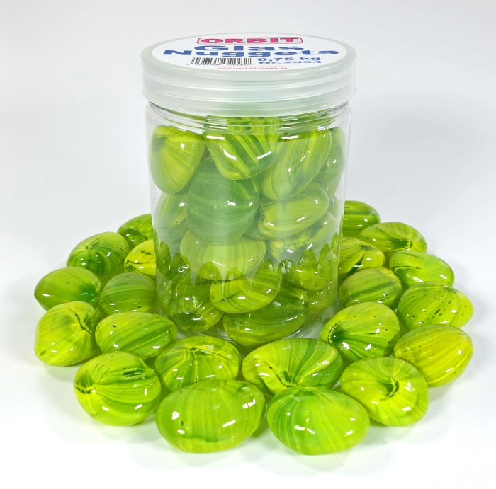 Glas-Nuggets hellgrün (30 x 15 mm) 0,75 kg Dose