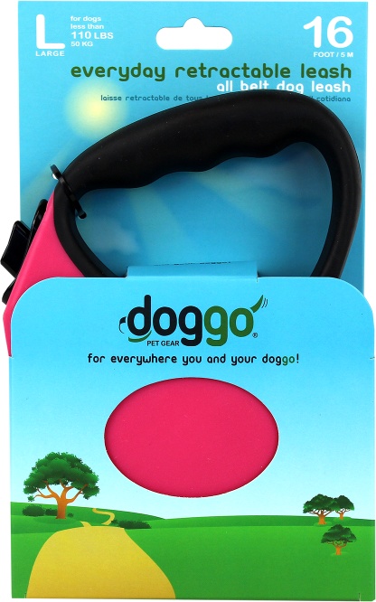 Laisse enrouleur chien doggo rose L (5 m)