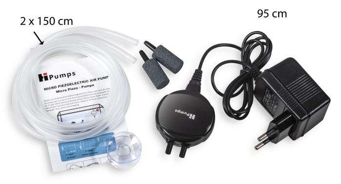 Nano Piezo Luftpumpe Zweikanal schwarz (2x13 L/h)