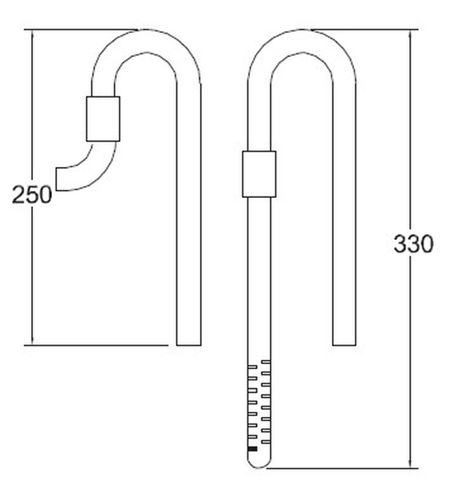 Metall Ein- und Ausstrahlrohr L (16/22 mm)