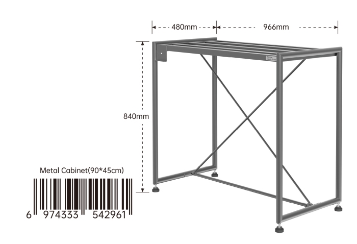 Metall Schrank 90x45 cm, Stahlgrau